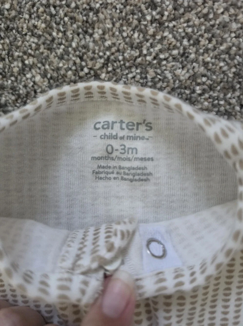 Carter's Brown Ribbed Bear & Cream Animal Print Footed One-Pieces (3 Pack)